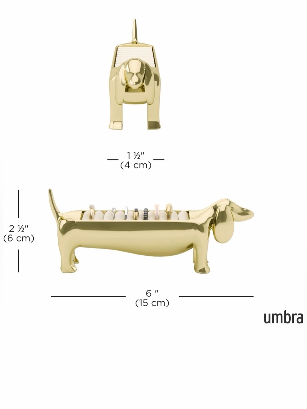 Umbra Gold Dachshund Jewelry Ring Organizer - Picture 3 of 6